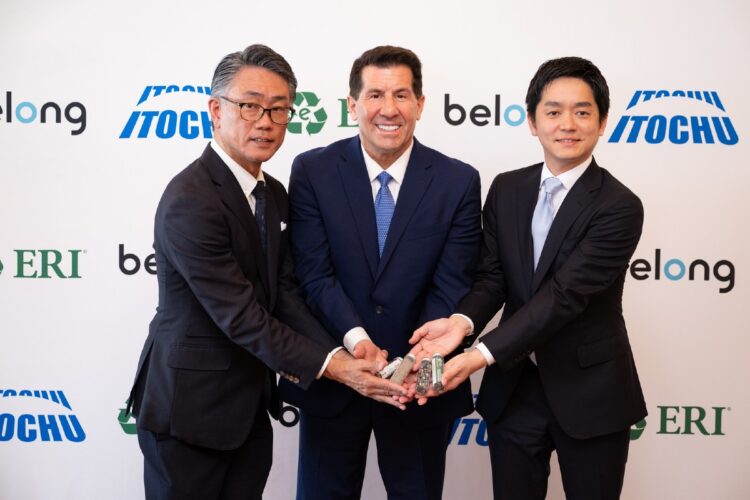 L-R: Koichiro Nishimura, CEO of ERI Japan and Manager, ITOCHU; John Shegerian, Chairman & CEO of ERI; and Daisuke Inoue, Deputy General Manager, ITOCHU, celebrate the announcement of ERI Japan.
