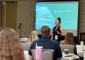 Penn State professor Maryam Shahri speaks at the PROP conference in Lancaster, Pennsylvania July 23, 2026.